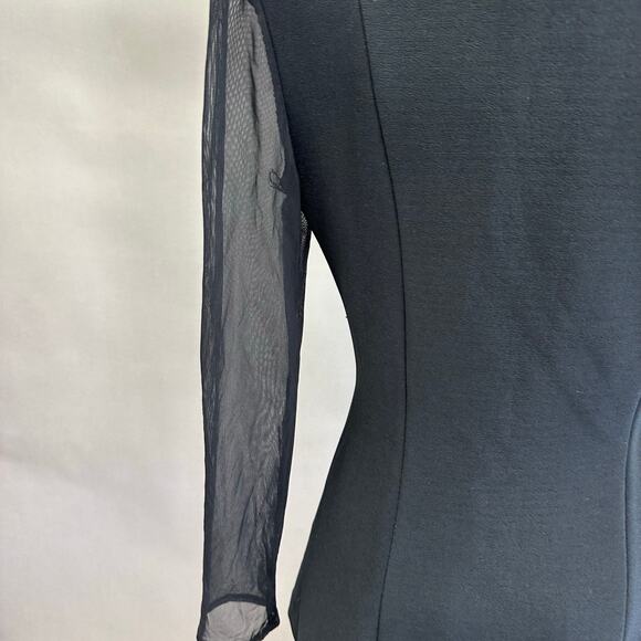 Vintage Caché Blazer Small Black Mesh Sleeves Crystal Buttons 90s Y2K Jacket - Picture 13 of 16